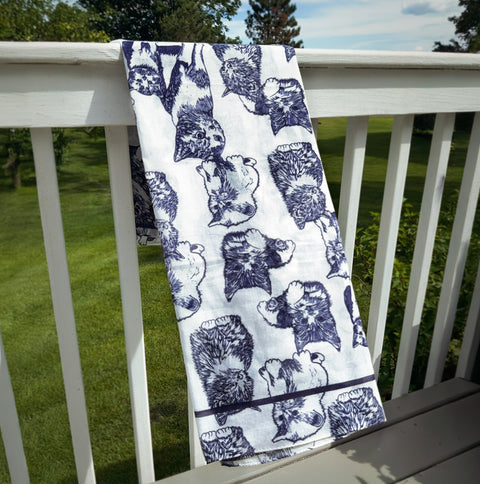 Cat Blockprint Cotton Large Square Scarf