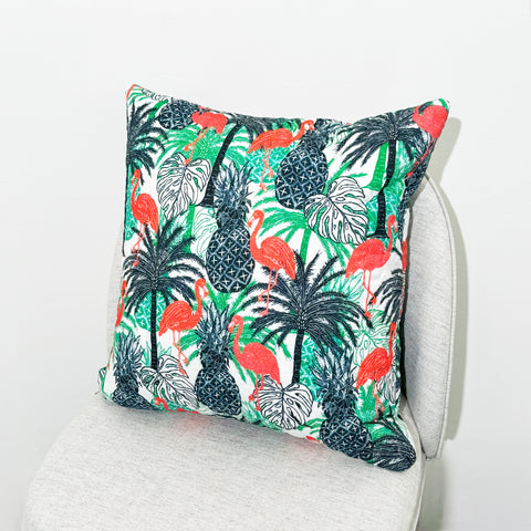 Flamingo Pineapple Quilted Cushion Cover