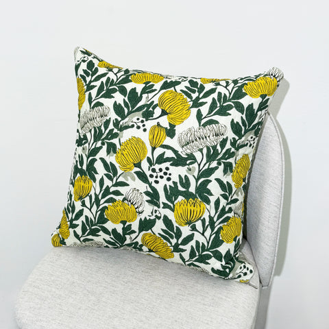 Yellow Chrysanthemum Quilted Cushion Cover