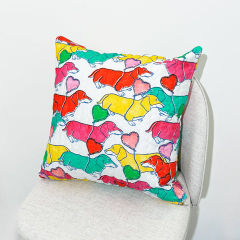 Dachshund Quilted Cushion Cover