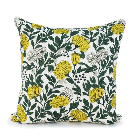 Yellow Chrysanthemum Quilted Cushion Cover