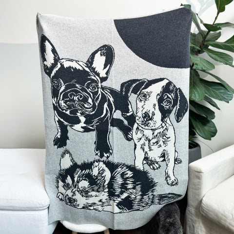 Dog Wool Blend Knit Throw Blanket